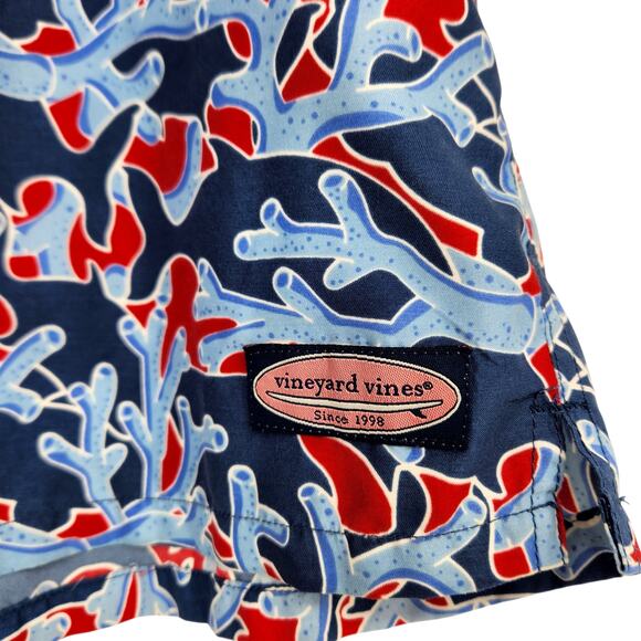 Vineyard Vines Coral Drawstring Lined Swim Shorts Trunks Swimwear Size Large - Picture 2 of 7